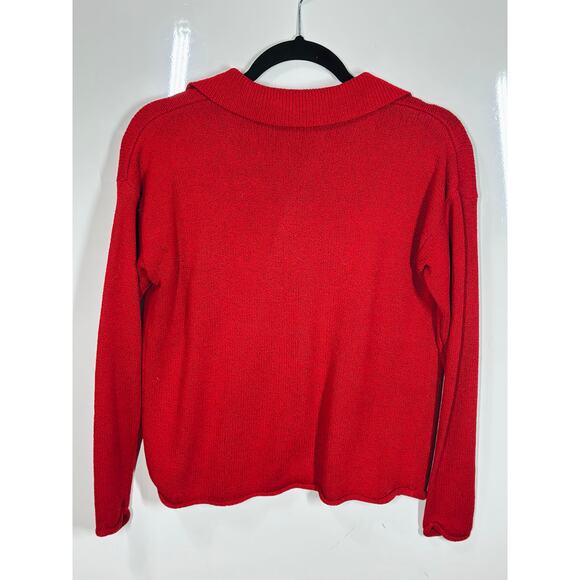 VTG 90s Express Tricot Sweater Red 1/4 Zip Casual Preppy Winter Women's Size XS - Picture 5 of 8
